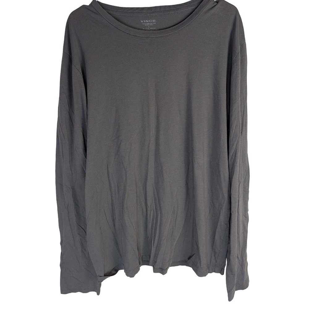 Vince Long Sleeve Shirt Mens Lar00% Pima Cotton Crew Neck Minimalist Tee